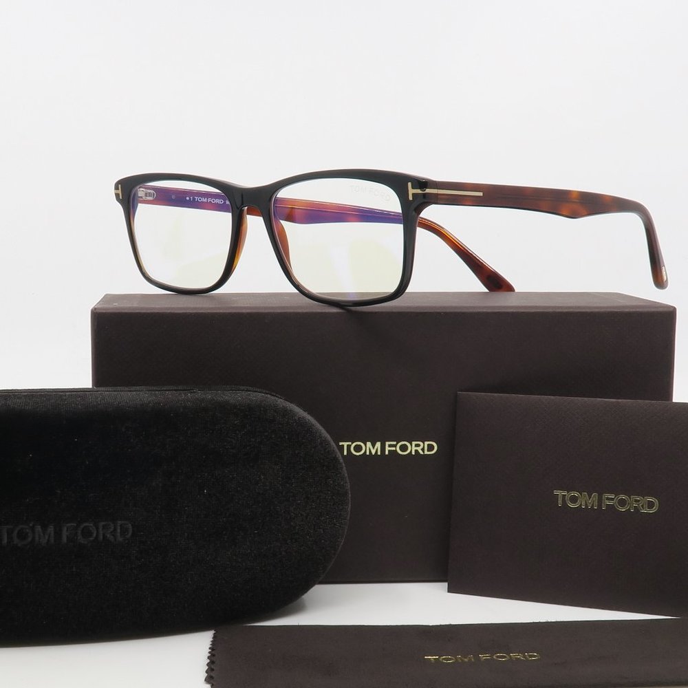 Tom Ford TF 5752-B 005 New Black/ Tortoise Rectangular Eyeglasses 53mm with box